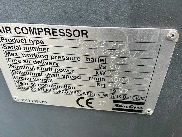 Atlas copco ga22ff luchtcompressor - afbeelding 3 van  3