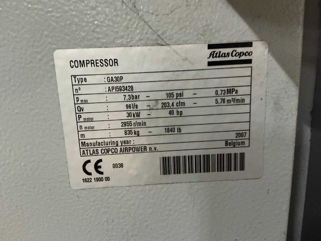 Atlas copco ga30p luchtcompressor - afbeelding 6 van  6