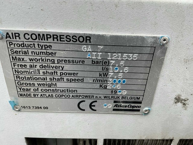 Atlas copco ga7 luchtcompressor - afbeelding 3 van  3