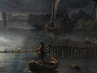 Attrib. to aert i van der neer (1603/04-1677), ferry boat by moonlight, oil on panel 33 x 41.5 cm. (12.99 x 16.33 in.), frame: 48 x 56.5 cm. (18.89 x 22.23 in.) - afbeelding 4 van  5