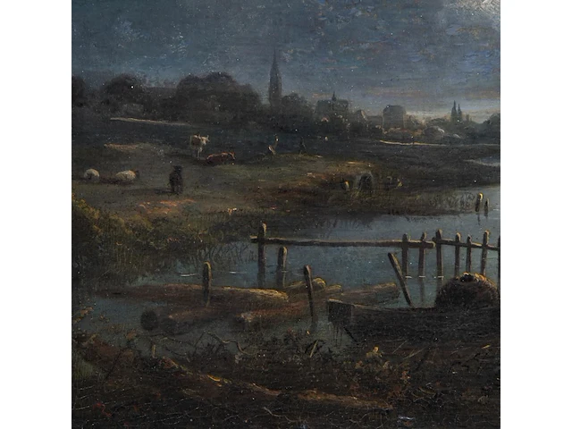 Attrib. to aert i van der neer (1603/04-1677), ferry boat by moonlight, oil on panel 33 x 41.5 cm. (12.99 x 16.33 in.), frame: 48 x 56.5 cm. (18.89 x 22.23 in.) - afbeelding 5 van  5