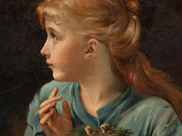 Attrib. to charles chaplin (1825-1891), a young girl holding a bird's nest with chicks, oil on canvas 65 x 55 cm. (25.58 x 21.64 in.), frame: 80 x 70 cm. (31 1/2 x 27.55 in.) - afbeelding 5 van  5