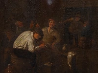 Attrib. to egbert i van heemskerck (1634/35-1704), drinkers in an inn, oil on canvas 26 x 21.5 cm. (10.24 x 8.46 in.), frame: 33 x 29 cm. (12.99 x 11.41 in.)