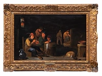 Attrib. to jan miense molenaer (1605-1668), smokers in an inn, oil on oak, 35 x 56 cm. (13.77 x 22.05 in.), frame: 50 x 70 cm. (19.67 x 27.55 in.) - afbeelding 2 van  7