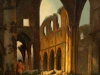 Attrib. to jean-baptist huet (1745-1811), shepherd with his flock of sheep near ruins, oil on canvas 71 x 52 cm. (27.94 x 20.46 in.), frame: 85 x 66 cm. (33.46 x 25.98 in.) - afbeelding 5 van  5