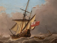 Attrib. to martinus schouman (1770-1848), ships on a rough sea, oil on canvas 65 x 77 cm. (25.58 x 30.30 in.), frame: 85 x 97 cm. (33.46 x 38.18 in.) - afbeelding 4 van  6