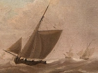 Attrib. to martinus schouman (1770-1848), ships on a rough sea, oil on canvas 65 x 77 cm. (25.58 x 30.30 in.), frame: 85 x 97 cm. (33.46 x 38.18 in.) - afbeelding 5 van  6