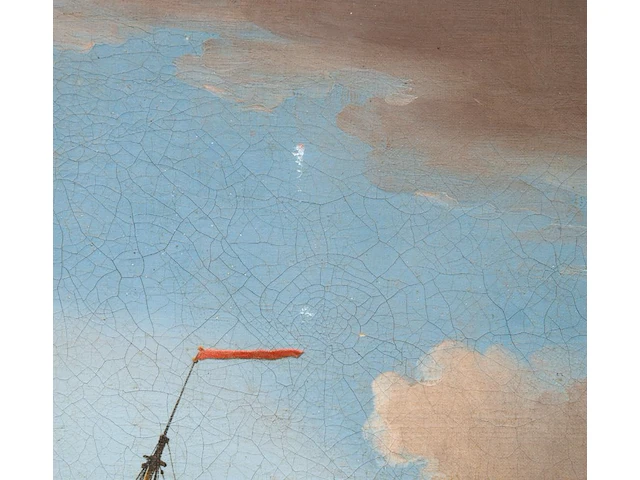 Attrib. to martinus schouman (1770-1848), ships on a rough sea, oil on canvas 65 x 77 cm. (25.58 x 30.30 in.), frame: 85 x 97 cm. (33.46 x 38.18 in.) - afbeelding 6 van  6