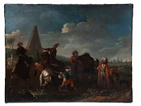 Attrib. to philips wouwerman (1619-1668), a pair of pendant paintings of military convoys, oil on canvas 32 x 42.5 cm. (12.59 x 16.73 in.) - afbeelding 3 van  4