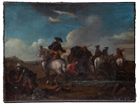 Attrib. to philips wouwerman (1619-1668), a pair of pendant paintings of military convoys, oil on canvas 32 x 42.5 cm. (12.59 x 16.73 in.) - afbeelding 4 van  4