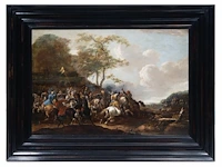 Attrib. to simon johannes van douw (c.1630-c.1680), battle scene between christians and ottomans, oil on oak, 57 x 83 cm. (22.44 x 32.67 in.), frame: 81 x 107 cm. (31.89 x 42.13 in.) - afbeelding 2 van  6