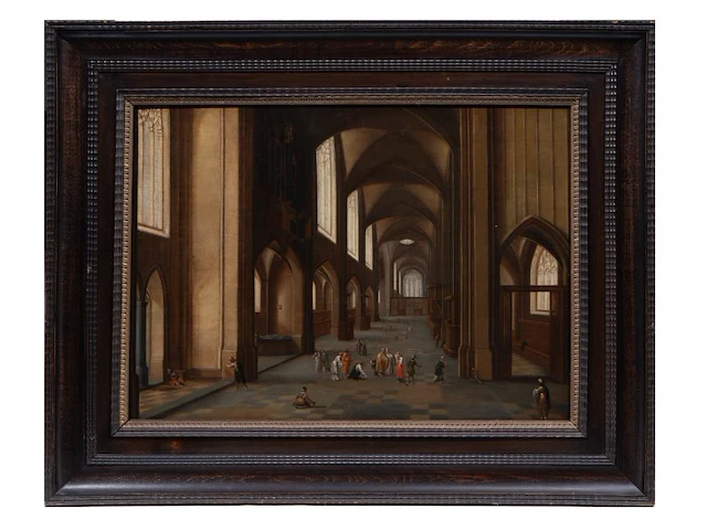 Attrib. to the studio of hendrik ii van steenwijk (1580-1640), christ and the adulteress in a church interior, oil on panel 51 x 71.5 cm. (20.07 x 28.14 in.), frame: 74 x 93 cm. (29.12 x 36.60 in.) - afbeelding 2 van  4