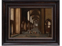 Attrib. to the studio of hendrik ii van steenwijk (1580-1640), christ and the adulteress in a church interior, oil on panel 51 x 71.5 cm. (20.07 x 28.14 in.), frame: 74 x 93 cm. (29.12 x 36.60 in.) - afbeelding 2 van  4