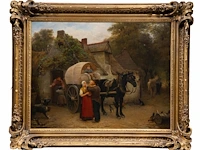 Auguste corkole (1822-1875), the departure of the carriage, 1862, oil on canvas 70 x 90 cm. (27.55 x 35.42 in.), frame: 92 x 112 cm. (36.21 x 44.09 in.) - afbeelding 2 van  6