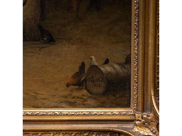 Auguste corkole (1822-1875), the departure of the carriage, 1862, oil on canvas 70 x 90 cm. (27.55 x 35.42 in.), frame: 92 x 112 cm. (36.21 x 44.09 in.) - afbeelding 4 van  6