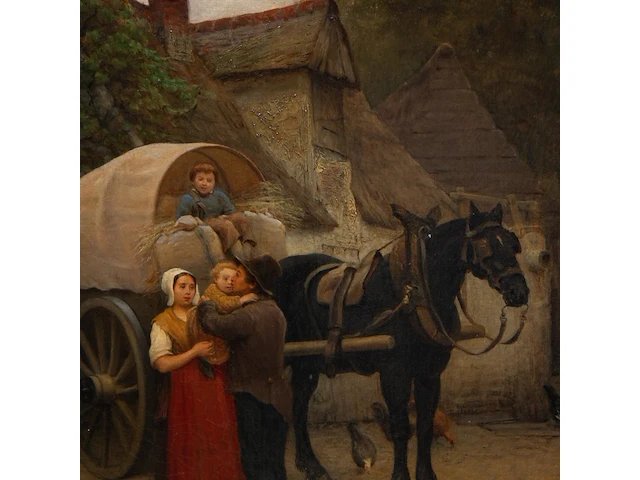 Auguste corkole (1822-1875), the departure of the carriage, 1862, oil on canvas 70 x 90 cm. (27.55 x 35.42 in.), frame: 92 x 112 cm. (36.21 x 44.09 in.) - afbeelding 5 van  6