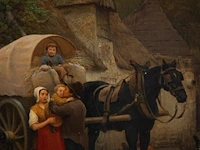 Auguste corkole (1822-1875), the departure of the carriage, 1862, oil on canvas 70 x 90 cm. (27.55 x 35.42 in.), frame: 92 x 112 cm. (36.21 x 44.09 in.) - afbeelding 5 van  6