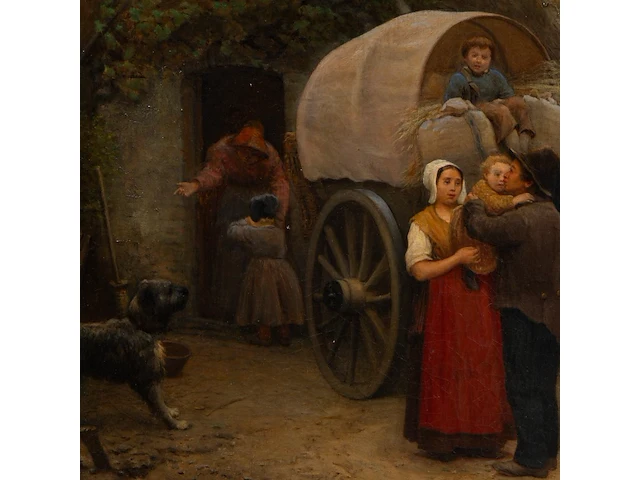 Auguste corkole (1822-1875), the departure of the carriage, 1862, oil on canvas 70 x 90 cm. (27.55 x 35.42 in.), frame: 92 x 112 cm. (36.21 x 44.09 in.) - afbeelding 6 van  6