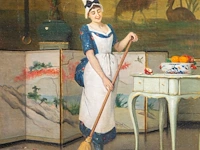 Auguste serrure (1825-1903), the maiden and a monkey, oil on canvas 70 x 56 cm. (27.55 x 22.05 in.), frame: 93 x 79 cm. (36.60 x 31.10 in.)