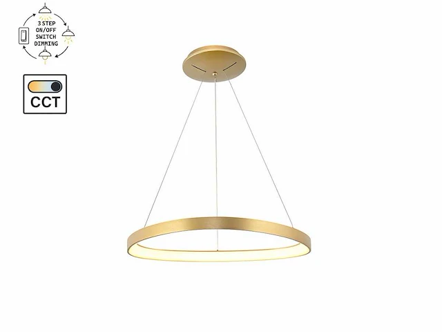 Auren design hanglamp goud 62cm 50w led cct 3 kleur & 3 stappen dimmen(1x) - afbeelding 1 van  6