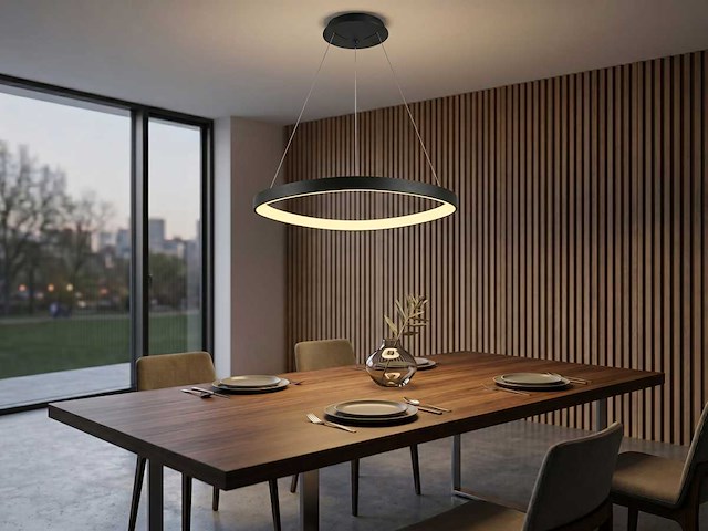 Auren design hanglamp zwart 62cm 50w led cct 3 kleur & 3 stappen dimmen(1x) - afbeelding 2 van  6