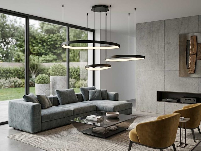Auren zwart hanglamp 42cm&62cm&82cm trio ring 160w led 3cct(1x) - afbeelding 3 van  5