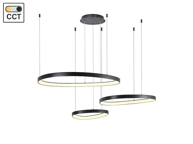 Auren zwart hanglamp 42cm&62cm&82cm trio ring 160w led 3cct(1x) - afbeelding 4 van  5