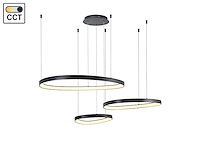 Auren zwart hanglamp 42cm&62cm&82cm trio ring 160w led 3cct(1x) - afbeelding 4 van  5