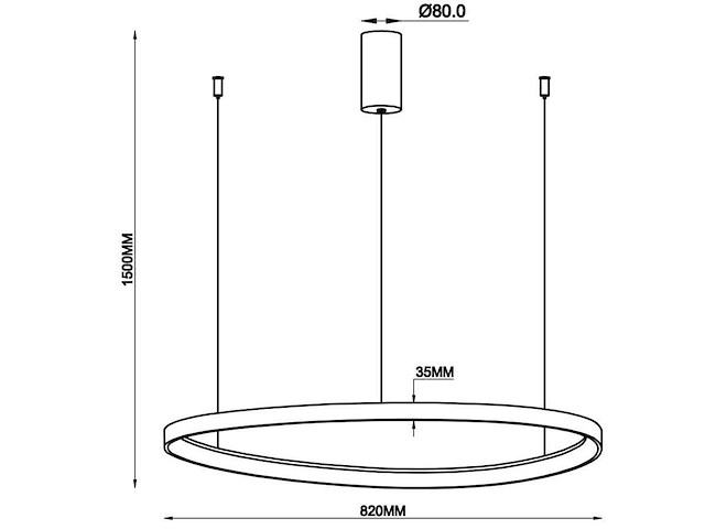 Auren zwart hanglamp 82cm 70w led cct 3 kleur & 3 stappen dimmen(1x) - afbeelding 1 van  5