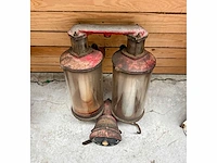 Authentic satam brandstofpomp uit de jaren 30 – dubbel glazen bolmodel - afbeelding 3 van  5