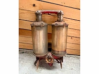 Authentic satam brandstofpomp uit de jaren 30 – dubbel glazen bolmodel - afbeelding 5 van  5