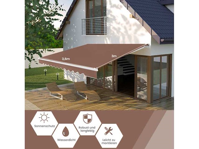 Authentiek aluminium buitenjaloezie met handmatig mechanisme - 3,6x3m - afbeelding 2 van  4