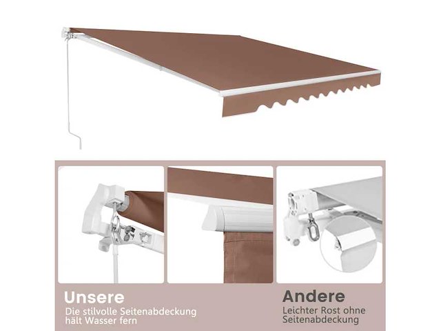 Authentiek aluminium buitenjaloezie met handmatig mechanisme - 3,6x3m - afbeelding 4 van  4