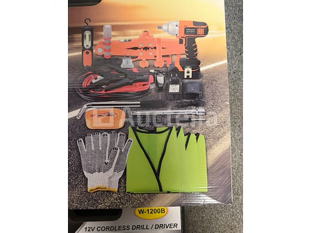 Auto noodkoffer, accu schroevendraaier set en momentsleutel - afbeelding 1 van  4