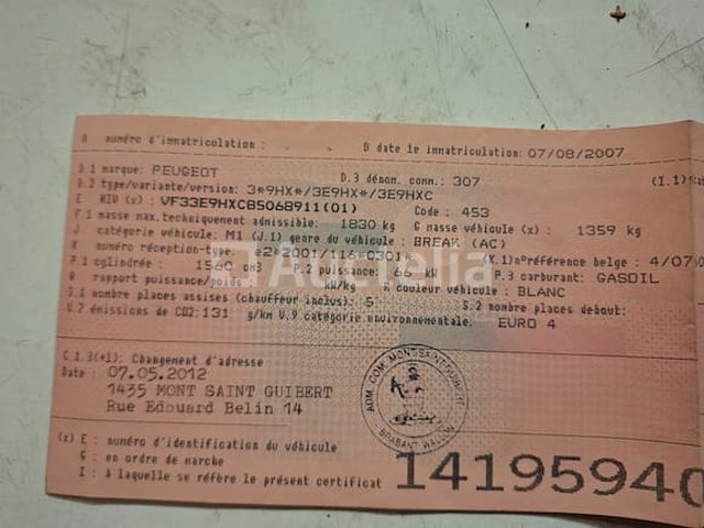 Auto peugeot 307 stationwagen (2007-115,438 km)(vin:vf33e9hxc85068911) - afbeelding 17 van  32