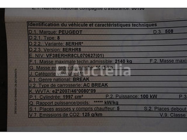 Auto peugeot 508 sw (2012-269,799 km-vin:vf38erhr8cl070627) - afbeelding 47 van  52