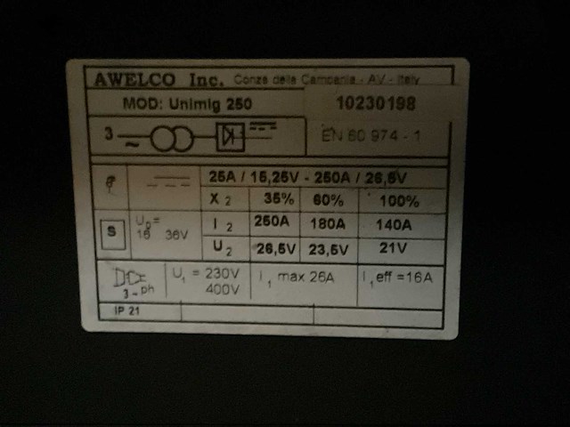 Awelco unilig 250 mig lasapparaat - afbeelding 9 van  9