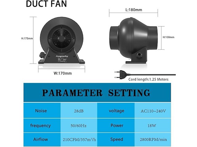 Aygrochy buisventilator (100 mm) - afbeelding 2 van  4