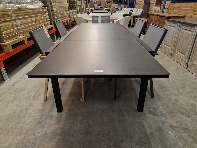 Azur - alu tuintafel lanciano zwart 180-270 x 100cm + antraciet glaskeramiek - afbeelding 3 van  10