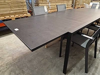Azur - alu tuintafel lanciano zwart 180-270 x 100cm + antraciet glaskeramiek - afbeelding 5 van  10