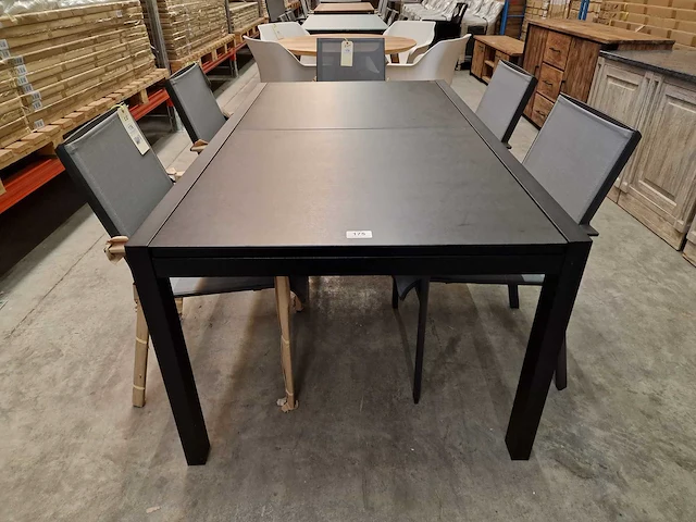 Azur - alu tuintafel lanciano zwart 180-270 x 100cm + antraciet glaskeramiek - afbeelding 9 van  10
