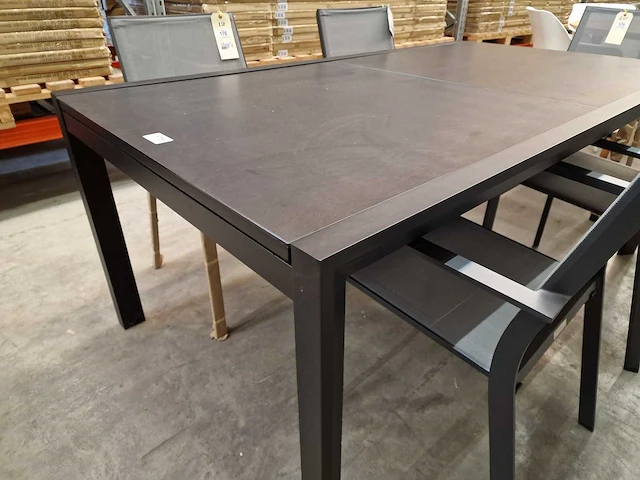 Azur - alu tuintafel lanciano zwart 180-270 x 100cm + antraciet glaskeramiek - afbeelding 1 van  10