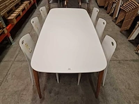 Azur - duranite tuintafel helsinki wit 213 x 100cm + teak poten - afbeelding 2 van  4