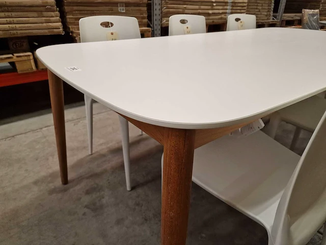 Azur - duranite tuintafel helsinki wit 213 x 100cm + teak poten - afbeelding 4 van  4