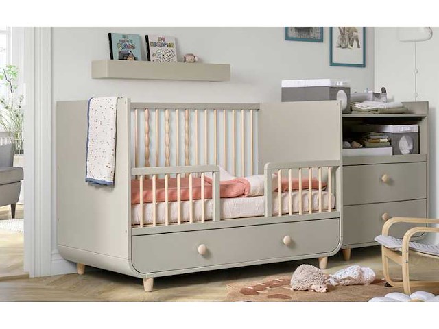 Babybedje met lade, beige, 70x140 cm - afbeelding 2 van  4