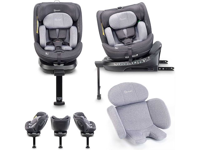 Babygo move 360 autostoeltje - i-size roterend autostoeltje met isofix - voor kinderen van 40 tot 150 cm - grijs - afbeelding 2 van  9