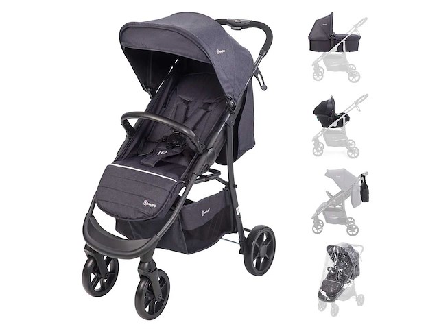 Babygo style 3-in-1 combinatiekinderwagen, zwart - afbeelding 2 van  8