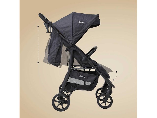 Babygo style 3-in-1 combinatiekinderwagen, zwart - afbeelding 6 van  8