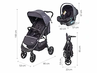 Babygo style 3-in-1 combinatiekinderwagen, zwart - afbeelding 2 van  3