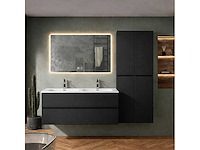 Badkamer meubel set 120cm onderkast lavabo led spiegel zonder kolom kast mat zwart - afbeelding 2 van  3